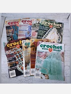 Lot OfVintage collection of 'Crochet with Heart' magazines Cottagecore Farmhouse